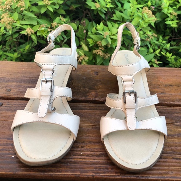 Franco Sarto Ivory Cream Leather Wedge Sandals - Picture 3 of 6